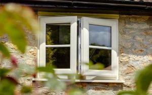 Cream uPVC casement window