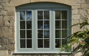 Flush sash green heritage window