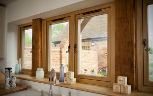 Oak effect uPVC flush sash window