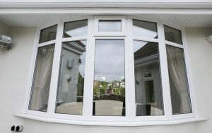 White uPVC bow window close up