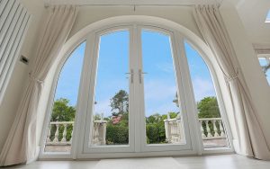 White uPVC french door installation